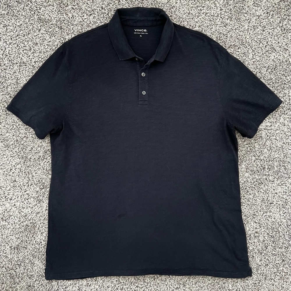 Vince Distressed Black Polo, Men’s XL